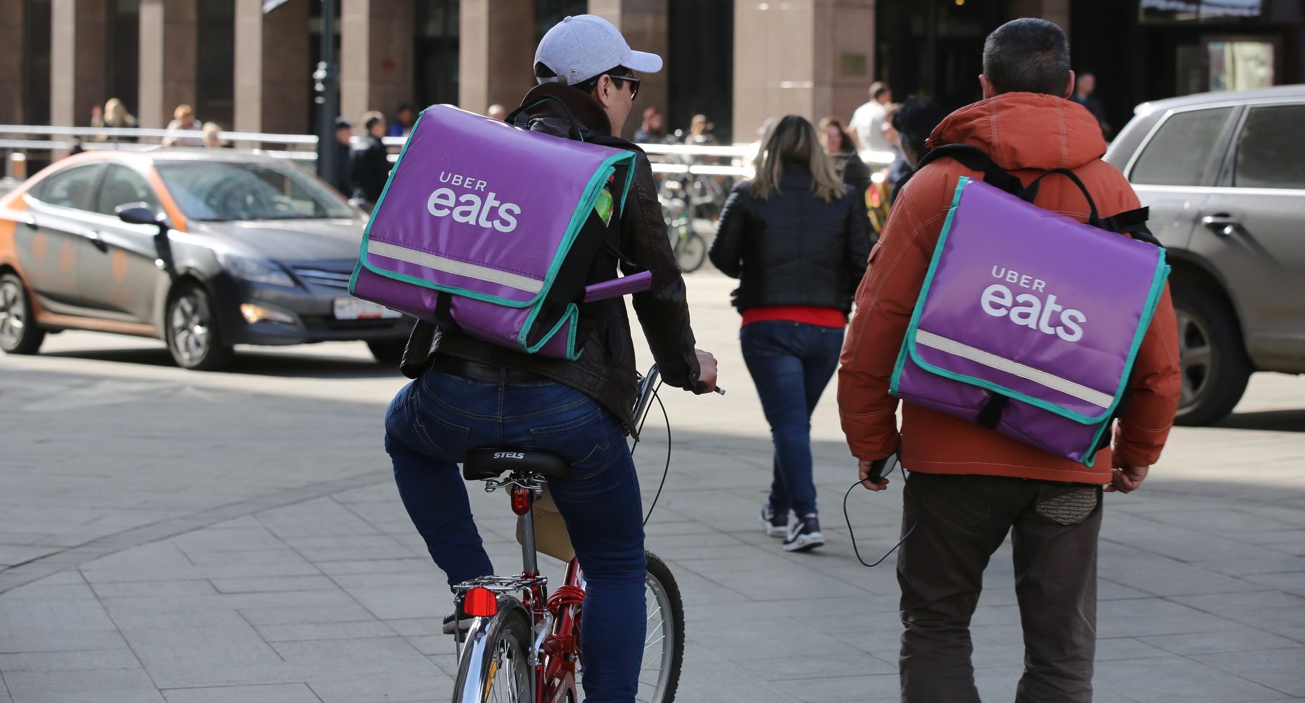uber eats delivery on a bike